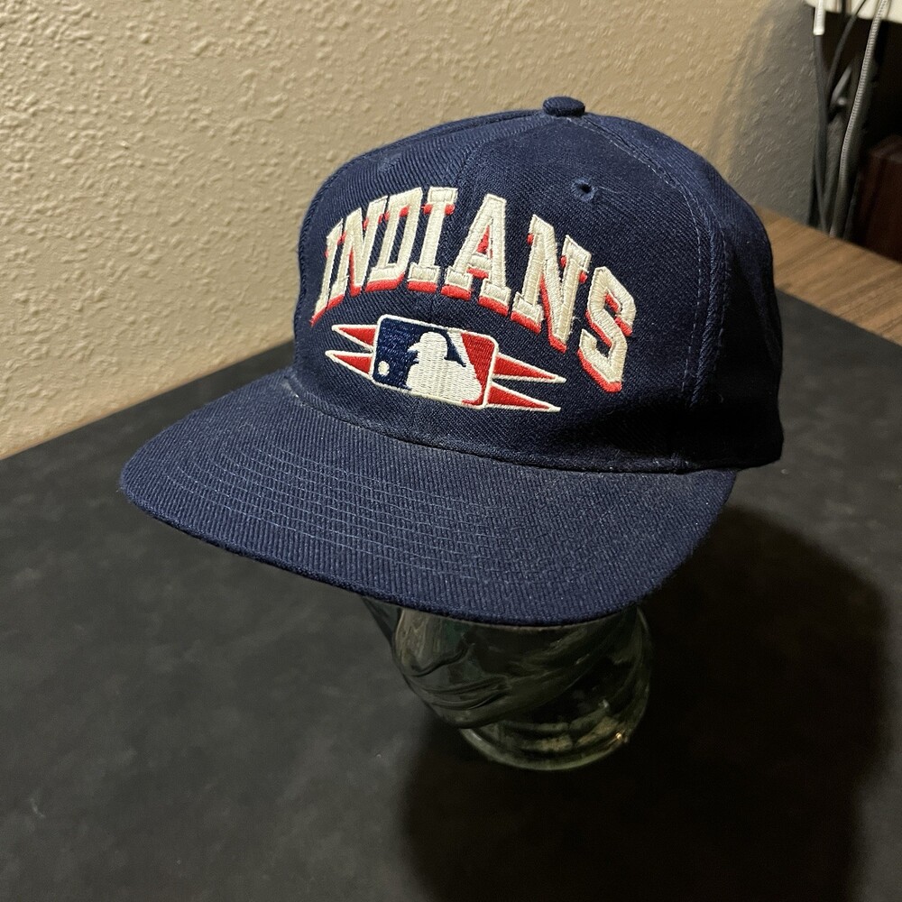 Vintage Cleveland Indians MLB Tribe Logo Athletic Diamond Cut Snapback Hat Spike